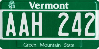 VT license plate AAH242