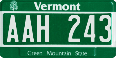 VT license plate AAH243