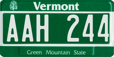 VT license plate AAH244