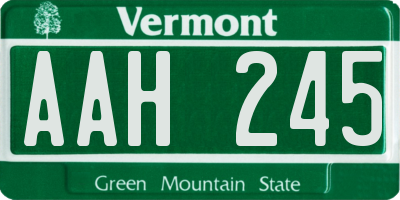 VT license plate AAH245