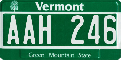 VT license plate AAH246