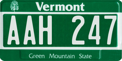 VT license plate AAH247