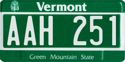 VT license plate AAH251