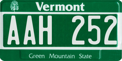 VT license plate AAH252