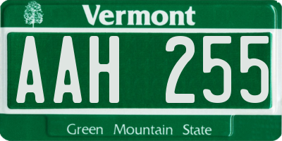 VT license plate AAH255