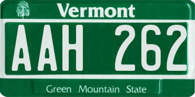 VT license plate AAH262