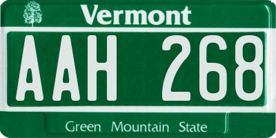 VT license plate AAH268