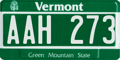 VT license plate AAH273