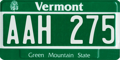 VT license plate AAH275