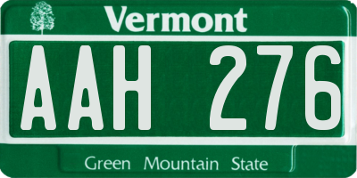 VT license plate AAH276