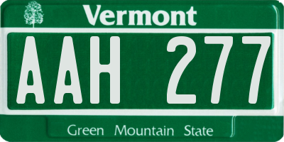 VT license plate AAH277