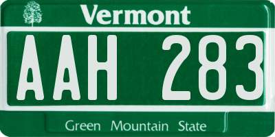 VT license plate AAH283