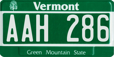 VT license plate AAH286