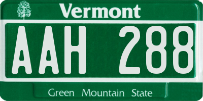 VT license plate AAH288