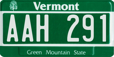 VT license plate AAH291