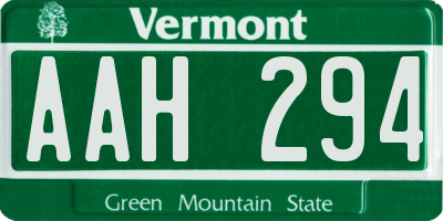 VT license plate AAH294