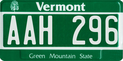 VT license plate AAH296