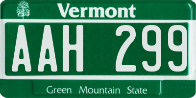 VT license plate AAH299