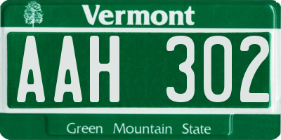 VT license plate AAH302