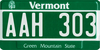 VT license plate AAH303