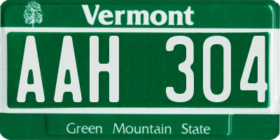 VT license plate AAH304