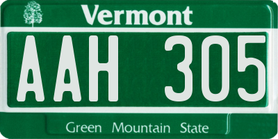 VT license plate AAH305