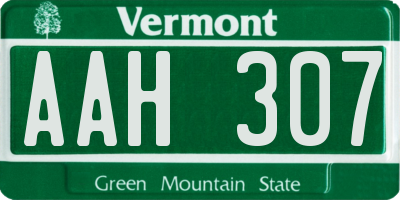 VT license plate AAH307