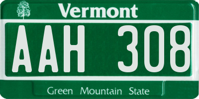 VT license plate AAH308