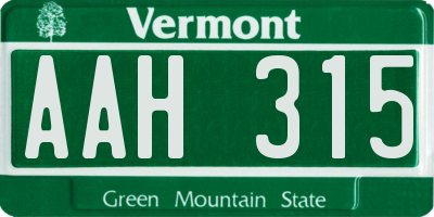 VT license plate AAH315