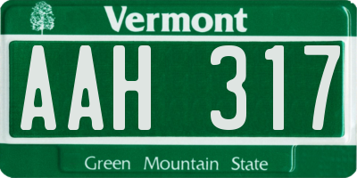 VT license plate AAH317