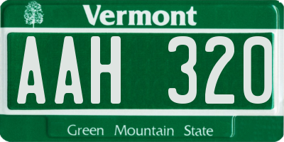 VT license plate AAH320