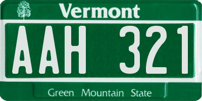 VT license plate AAH321