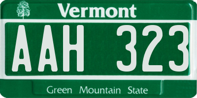 VT license plate AAH323