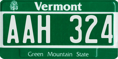 VT license plate AAH324