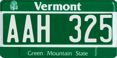 VT license plate AAH325