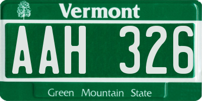 VT license plate AAH326