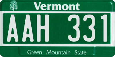 VT license plate AAH331