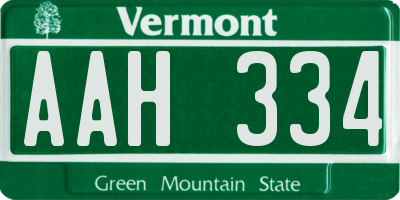 VT license plate AAH334