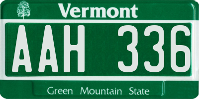 VT license plate AAH336