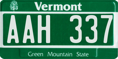 VT license plate AAH337