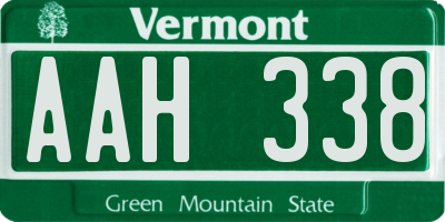 VT license plate AAH338