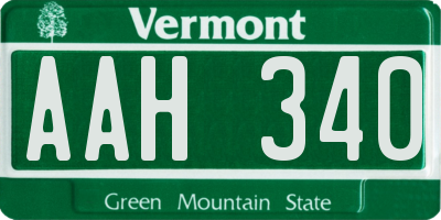 VT license plate AAH340