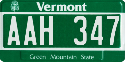 VT license plate AAH347