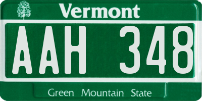 VT license plate AAH348