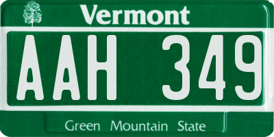 VT license plate AAH349