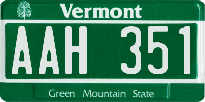 VT license plate AAH351