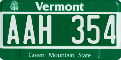 VT license plate AAH354