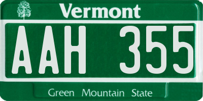 VT license plate AAH355