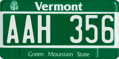 VT license plate AAH356