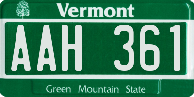 VT license plate AAH361
